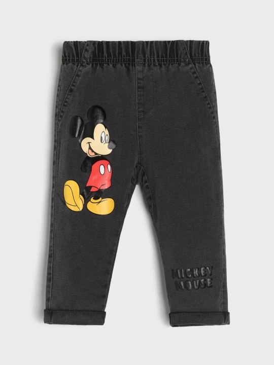 Zdjęcie produktu Sinsay - Jeansy z ociepleniem z nadrukiem Mickey Mouse - szary