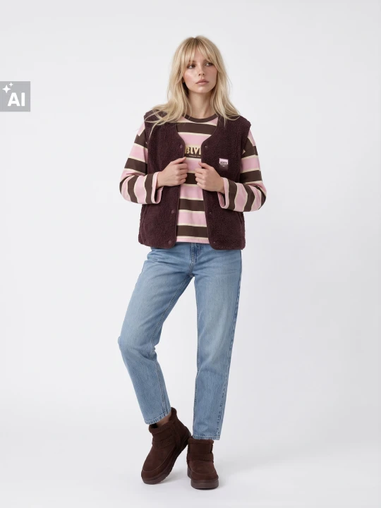 Zdjęcie produktu Sinsay - Kamizelka sherpa oversize z naszywką - czerwony