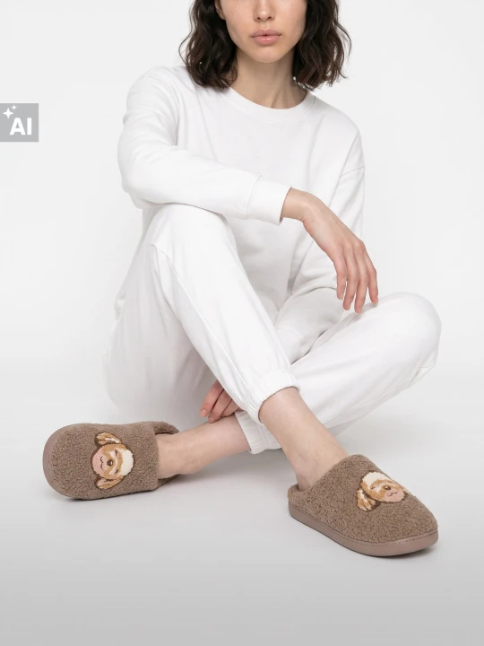 Zdjęcie produktu Sinsay - Kapcie teddy z motywem psa spaniela - beżowy