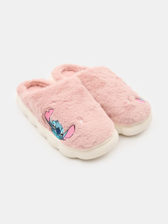 Zdjęcie produktu Sinsay - Kapcie ze sztucznym futerkiem i haftem Stitch - różowy