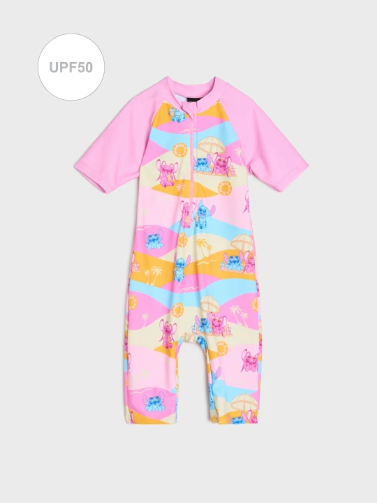 Zdjęcie produktu Sinsay - Kąpielowy kombinezon UPF50 na zamek z nadrukiem Stitch - różowy