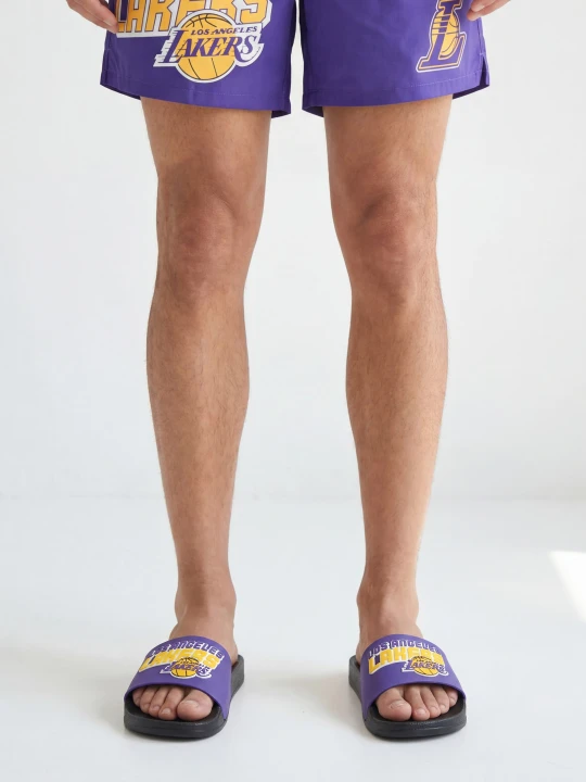 Zdjęcie produktu Sinsay - Klapki z napisem Los Angeles Lakers NBA - fioletowy