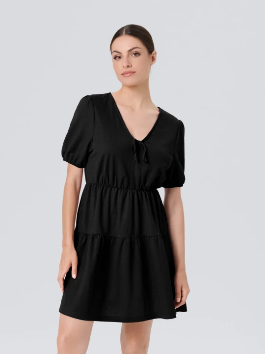 Zdjęcie produktu Sinsay - Klasyczna sukienka mini babydoll z wiskozą - czarny