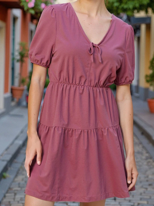 Zdjęcie produktu Sinsay - Klasyczna sukienka mini babydoll z wiskozą - różowy