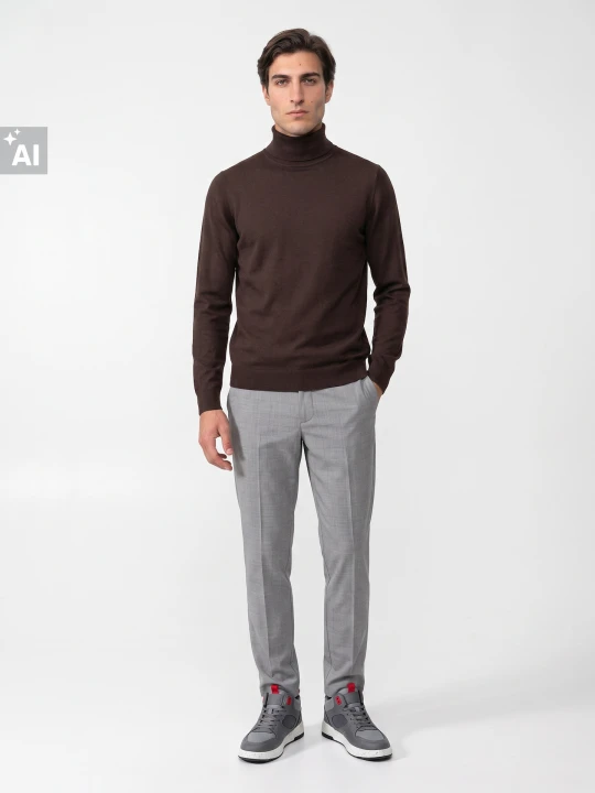 Zdjęcie produktu Sinsay - Klasyczny golf z bawełną - brązowy