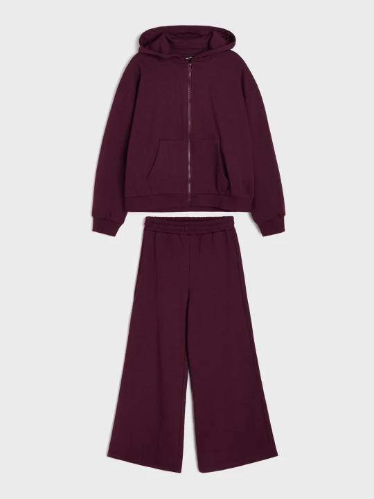 Zdjęcie produktu Sinsay - Komplet: bluza i spodnie z dzianiny fleece - bordowy