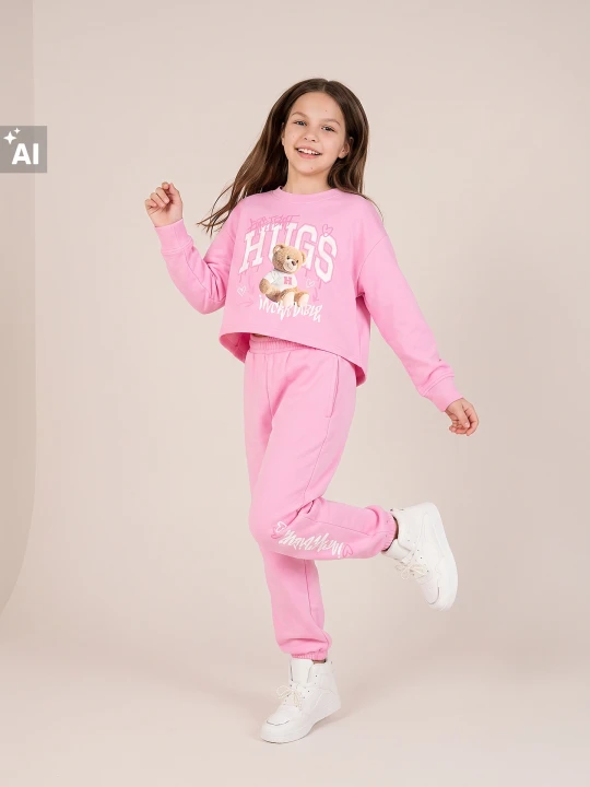 Zdjęcie produktu Sinsay - Komplet: bluza i spodnie z motywem misia - różowy