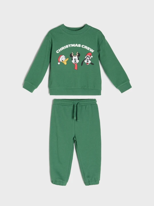 Zdjęcie produktu Sinsay - Komplet: bluza i spodnie z motywem świątecznym Mickey Mouse - zielony