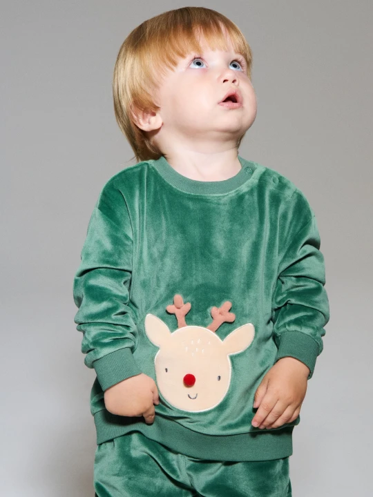 Zdjęcie produktu Sinsay - Komplet: bluza i spodnie z motywem zimowym - green spruce