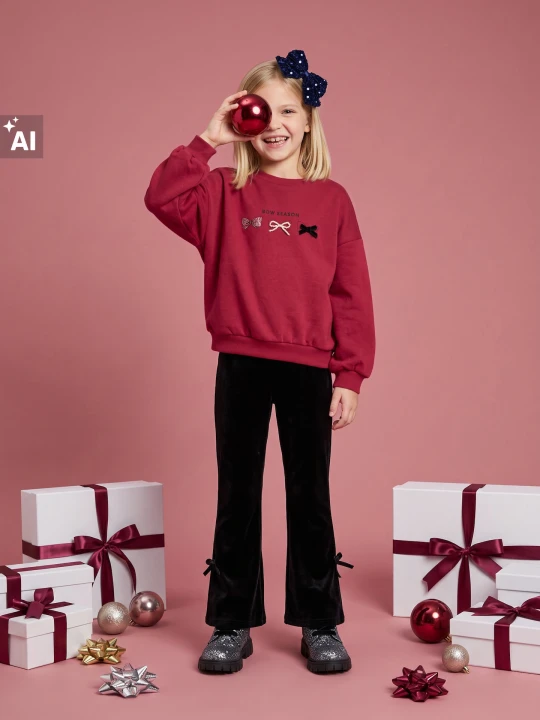 Zdjęcie produktu Sinsay - Komplet: bluza i spodnie z ozdobnymi kokardami - wielobarwny