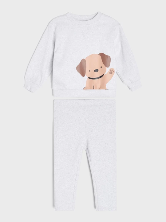 Zdjęcie produktu Sinsay - Komplet: bluza z motywem psa i legginsy - szary