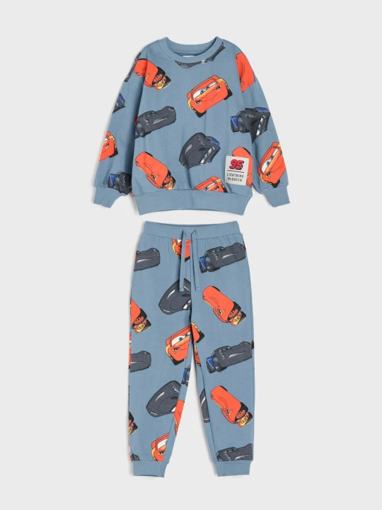 Zdjęcie produktu Sinsay - Komplet dresowy loose fit: bluza crewneck i spodnie jogger Cars - szary