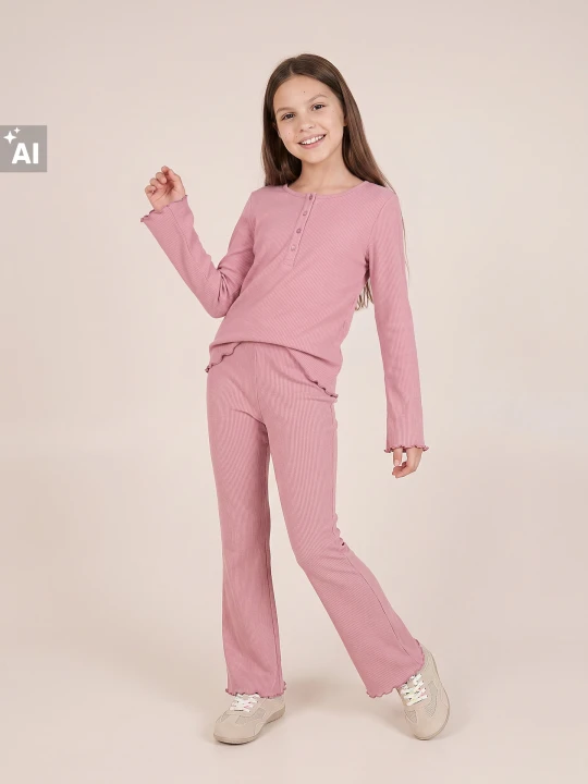Zdjęcie produktu Sinsay - Komplet: koszulka i legginsy flare z domieszką wiskozy - fioletowy