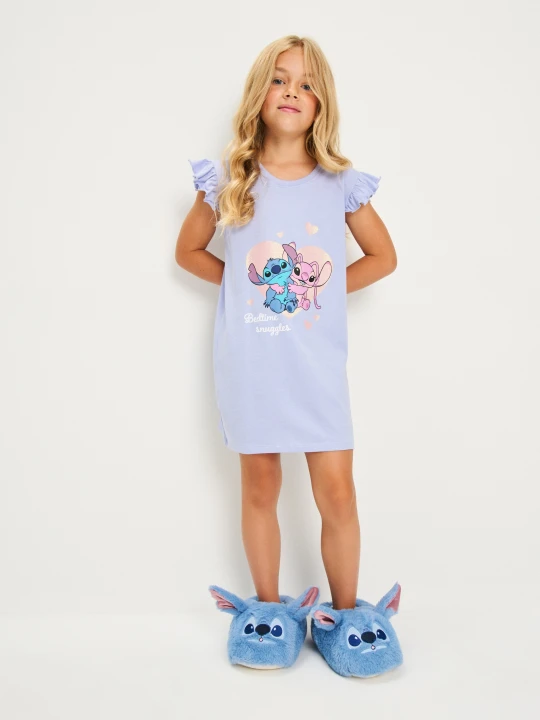 Zdjęcie produktu Sinsay - Koszula nocna z ozdobnymi falbanami Stitch - błękitny