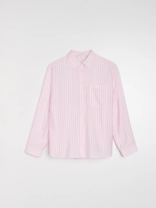 Zdjęcie produktu Sinsay - Koszula oversize w pionowe paski, z wiskozą - różowy
