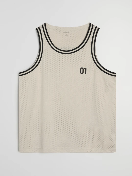 Zdjęcie produktu Sinsay - Koszulka tank top z napisem Numero Uno - kremowy
