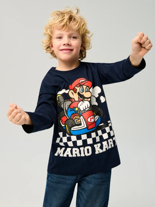 Zdjęcie produktu Sinsay - Koszulka z długim rękawem Super Mario - granatowy