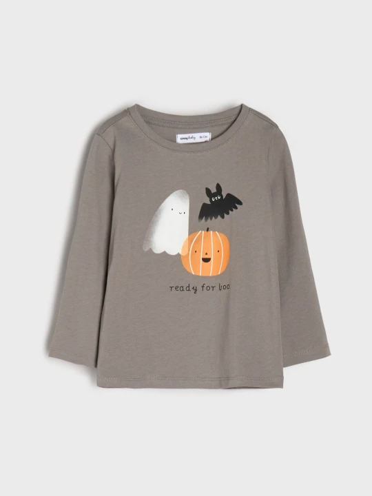 Zdjęcie produktu Sinsay - Koszulka z długimi rękawami z motywem Halloween - szary