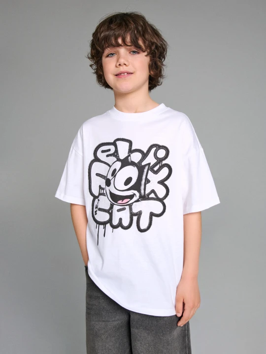Zdjęcie produktu Sinsay - Koszulka z nadrukiem Felix the Cat - biały