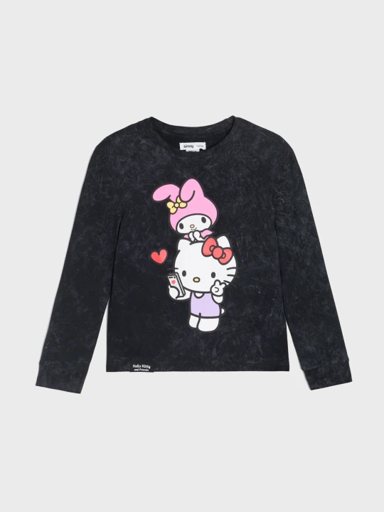 Zdjęcie produktu Sinsay - Koszulka z nadrukiem Hello Kitty - czarny