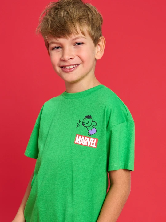 Zdjęcie produktu Sinsay - Koszulka z nadrukiem na plecach Marvel Kawaii Art Collection - zielony