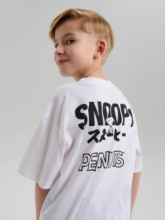 Zdjęcie produktu Sinsay - Koszulka z nadrukiem na plecach Peanuts - biały