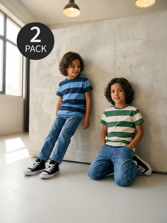 Zdjęcie produktu Sinsay - Koszulki w paski 2 pack - mid blue