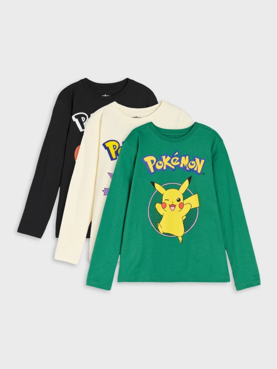 Zdjęcie produktu Sinsay - Koszulki z długimi rękawami 3 pack Pokémon - wielobarwny