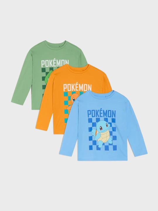 Zdjęcie produktu Sinsay - Koszulki z długimi rękawami 3 pack Pokémon - wielobarwny