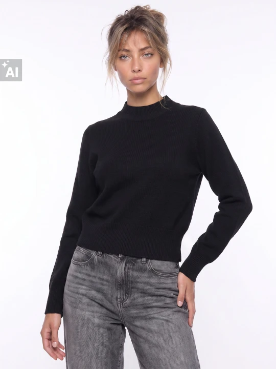 Zdjęcie produktu Sinsay - Krótki sweter z wiskozą - czarny