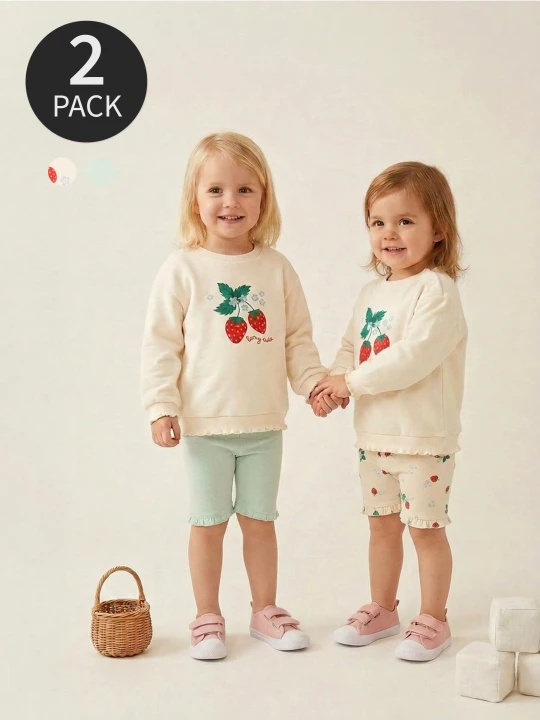 Zdjęcie produktu Sinsay - Krótkie legginsy wykończone falbaną 2 pack - kremowy