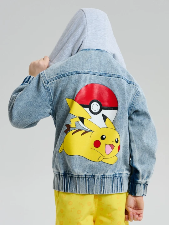 Zdjęcie produktu Sinsay - Kurtka jeansowa z kapturem Pokémon - turkusowy