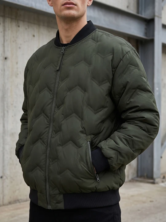 Zdjęcie produktu Sinsay - Kurtka puffer bomber z kieszeniami na zamek - khaki