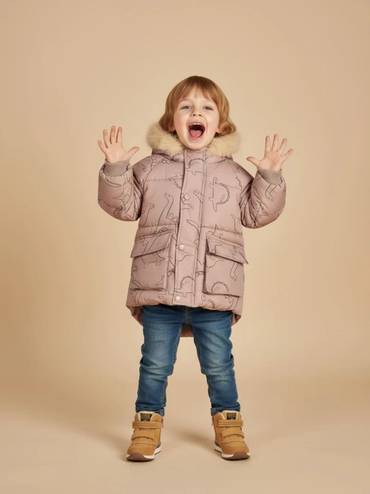 Zdjęcie produktu Sinsay - Kurtka puffer z ociepleniem sherpa i kapturem ze sztucznym futrem - kremowy