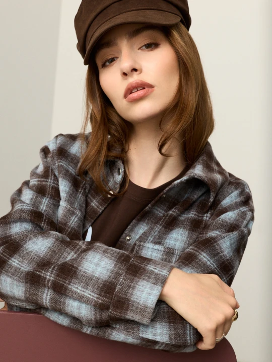 Zdjęcie produktu Sinsay - Kurtka w kratę w stylu flanelowym z domieszką wełny i wiskozy - wielobarwny