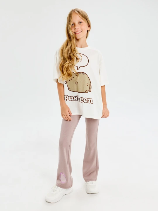 Zdjęcie produktu Sinsay - Legginsy flare z domieszką wiskozy Pusheen the Cat - brązowy