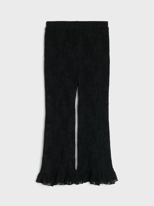 Zdjęcie produktu Sinsay - Legginsy flare z wykończeniem koronkowym - czarny