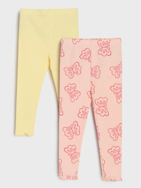 Zdjęcie produktu Sinsay - Legginsy wykończone falbankami 2 pack - różowy
