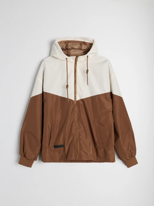 Zdjęcie produktu Sinsay - Lekka kurtka wiatrówka z kapturem - brązowy
