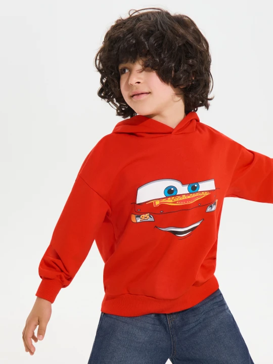 Zdjęcie produktu Sinsay - Luźna bluza z dzianiny French Terry z nadrukiem Cars - czerwony