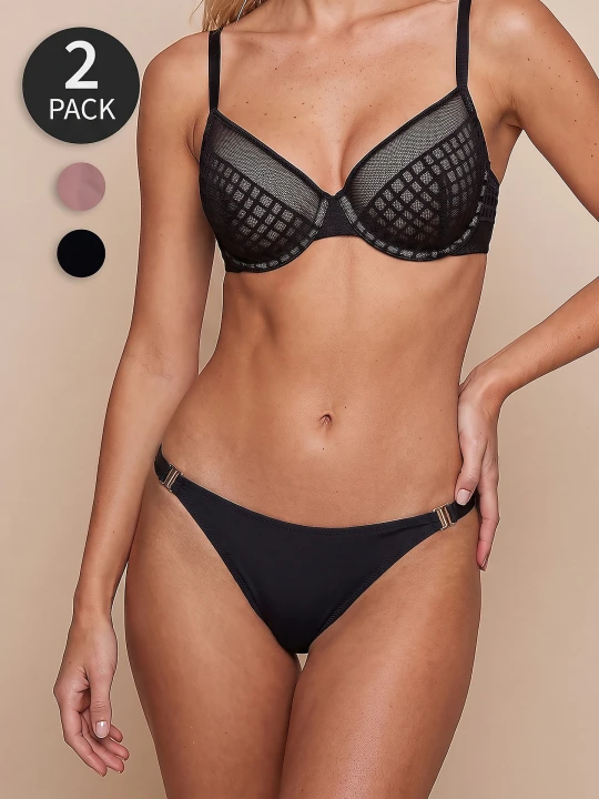 Zdjęcie produktu Sinsay - Majtki figi z koronką 2 pack - wielobarwny