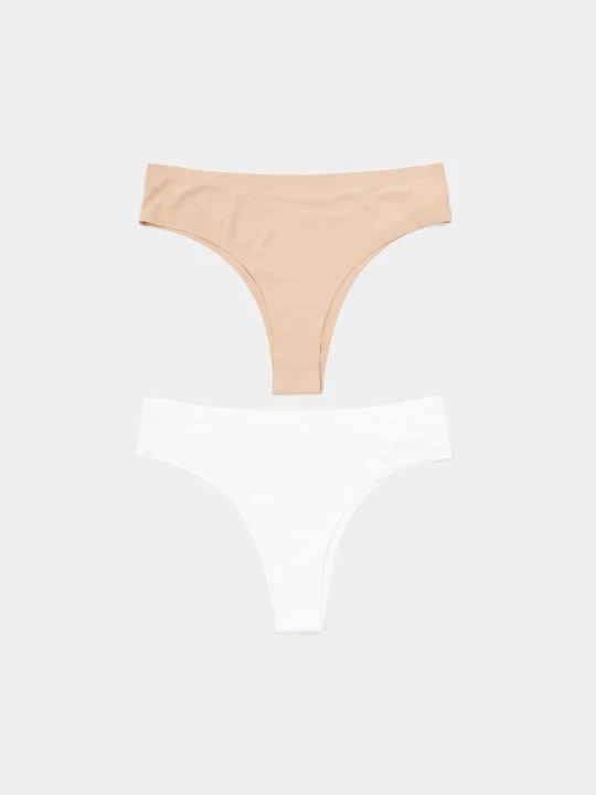Zdjęcie produktu Sinsay - Majtki stringi 2 pack - kremowy
