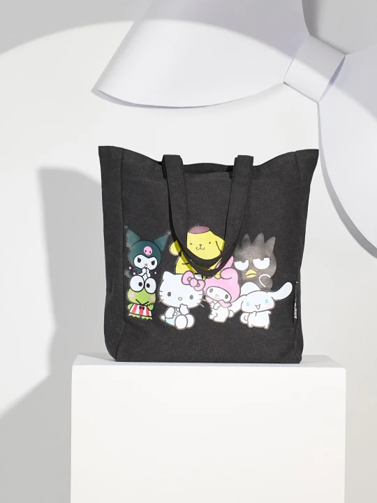 Zdjęcie produktu Sinsay - Materiałowa torba shopper Hello Kitty and Friends - czarny