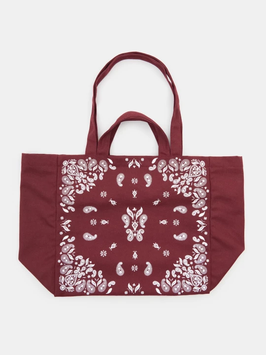 Zdjęcie produktu Sinsay - Materiałowa torba shopper z nadrukiem - bordowy