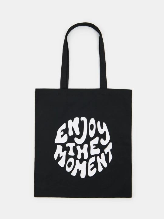 Zdjęcie produktu Sinsay - Materiałowa torba shopper z napisem - czarny