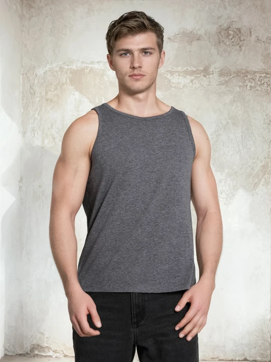 Zdjęcie produktu Sinsay - Melanżowy tank top z okrągłym dekoltem - szary