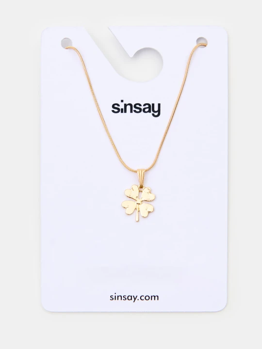 Zdjęcie produktu Sinsay - Naszyjnik z zawieszką w kształcie koniczyny - złoty