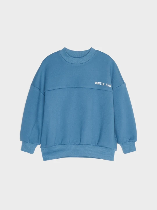 Zdjęcie produktu Sinsay - Ocieplana bluza crewneck oversize z napisem - mid blue