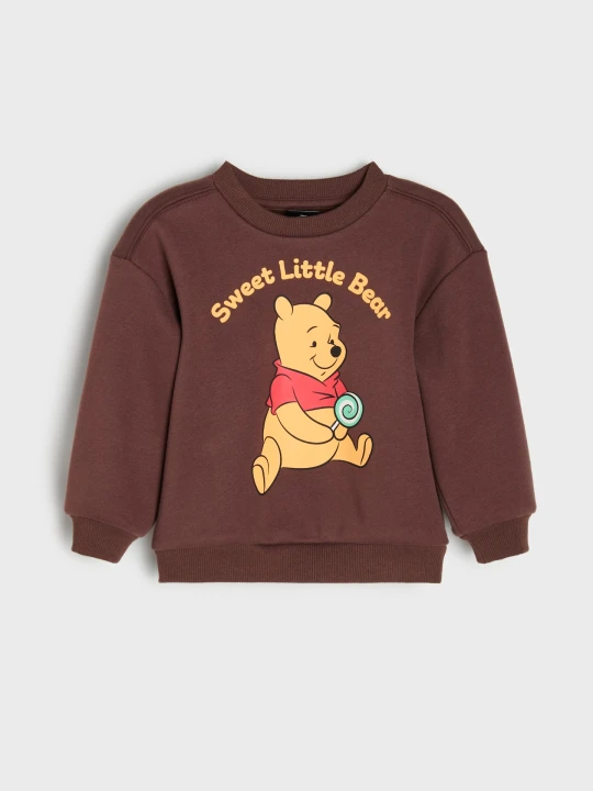 Zdjęcie produktu Sinsay - Ocieplana bluza crewneck z nadrukiem Winnie the Pooh - brązowy