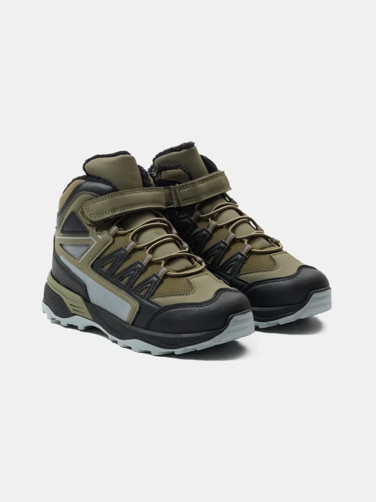 Zdjęcie produktu Sinsay - Ocieplane buty trekkingowe za kostkę z odblaskowymi elementami i imitacji skóry - khaki